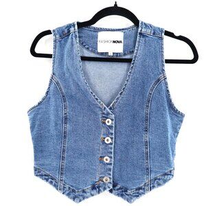 Fashion Nova Blue Denim Vest